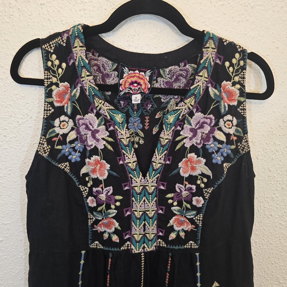 Johnny Was Black Floral Embroidered Dress - Picture 11 of 16